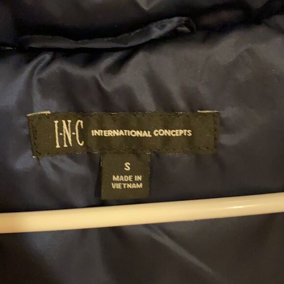 NWT INC International Concepts Faux-Fur Trim Hooded Puffer Co Royal blue S - Picture 13 of 16